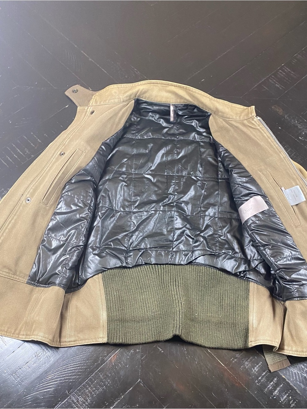 Vintage Dior Jacket in Olive Green with Black Satin Lining.  Rare! - Picture 5 of 14
